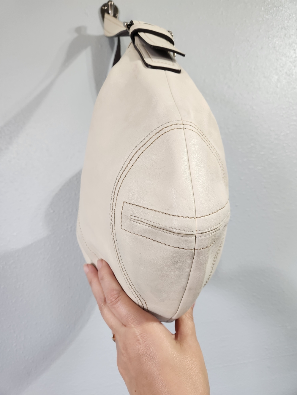 Coach Cream Leather Hobo Dark Brown Strap Y2k Xl Hobo… - Gem